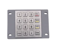 ip65 metal keyboard waterproof stainless steel keyboard numeric keypad with 16 keys for industrial kiosk membrane keypad