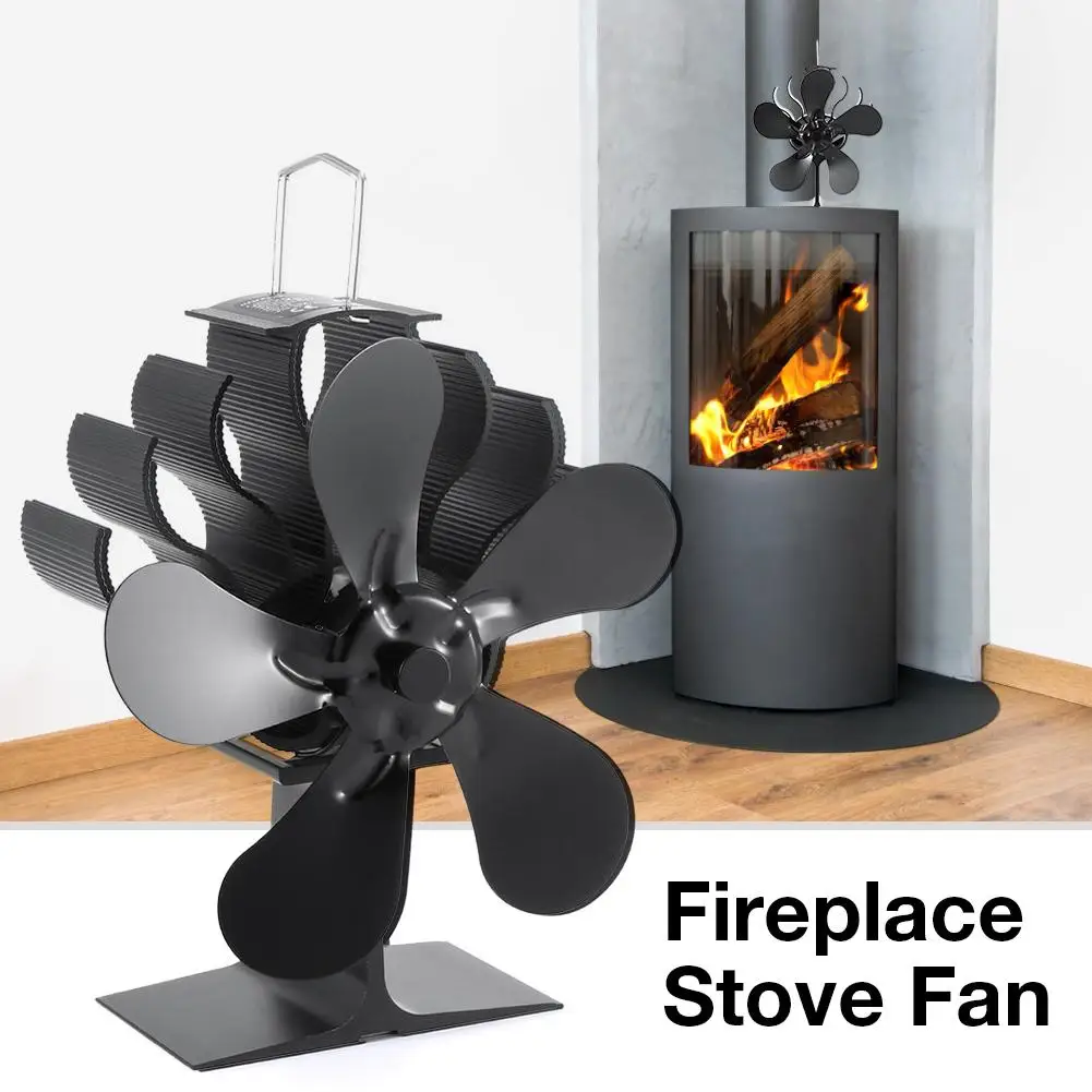 Вентилятор для черной плиты, работающий от тепла Komin, деревянная горелка, 5 лезвий, безопасный для дома, эффективное распределение тепла от AliExpress RU&CIS NEW