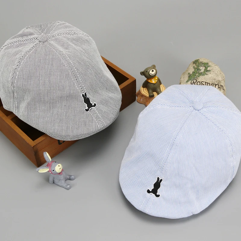 

New Fashion Style Cute Striped Kids Beret Cotton Baby Boy Girl Beret Hat Children Peaked Caps Cotton Baseball Cap