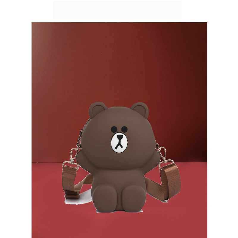 

New 2021 Single Shoulder Messenger Bag Silicone Bear Bags Leisure Mobile Phone Bag Cartoon DIY Little Girl Bags