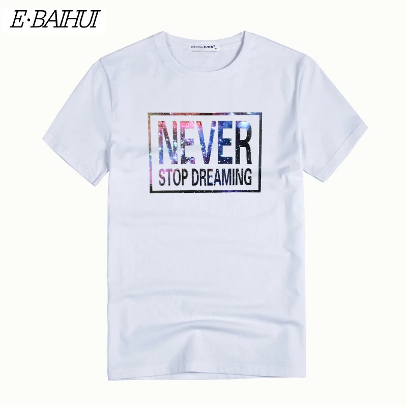 

E-BAIHUI New Fashion letter print t-Shirt men 100% cotton short sleeve Casual male tshirt swag brand t shirts men tops tees T-07
