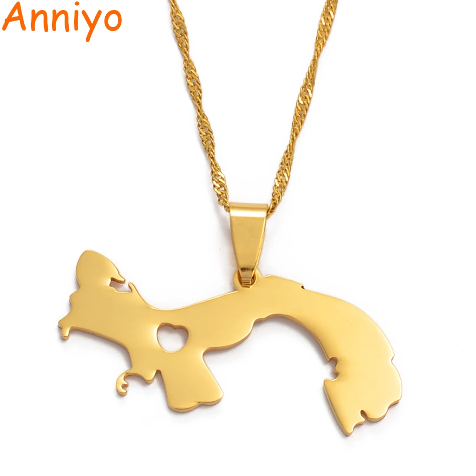 Anniyo Панама кулон ожерелье для женщин/мужчин золотой цвет ювелирные изделия карта