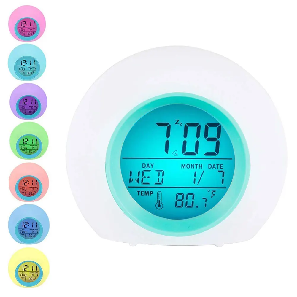 

LED Digital Alarm Clock Watch Wake Up Light Alarm Clock 7 Color Changing Luminous Radio Night Light Touch Control Table Clocks