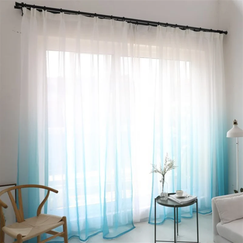 Градиентный цвет тюлевые шторы вуаль для гостиной фиолетовый серый Sheers