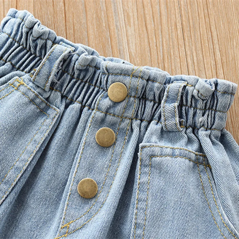 Джинсовые шорты для девочек DFXD повседневные однотонные джинсовые с высокой