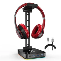 9 colors rgb headphones stand with 3 usb 3 0 ports typec portdata line headphone holder for gamers gaming pc accessories desk