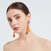 bohemian resin and crystal handmade tassel earrings for women vintage drop earrings wedding bridal fringed jewelry