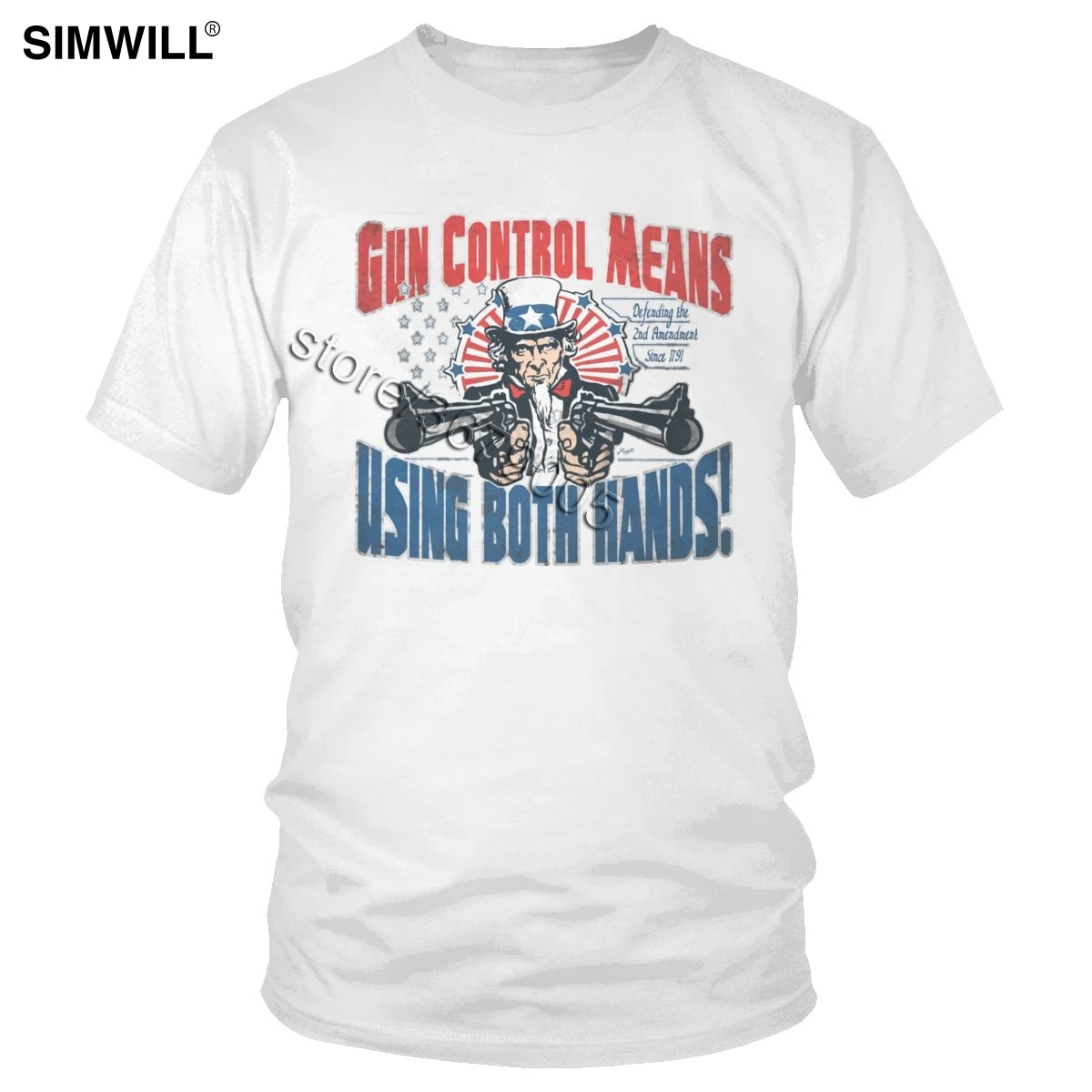 

Summer Funny Tshirt Men Cotton T-shirt Uncle Sam 2nd Amendment Gun Rights T Shirt Short Sleeve USA Graphic Tee Gift Merchandise