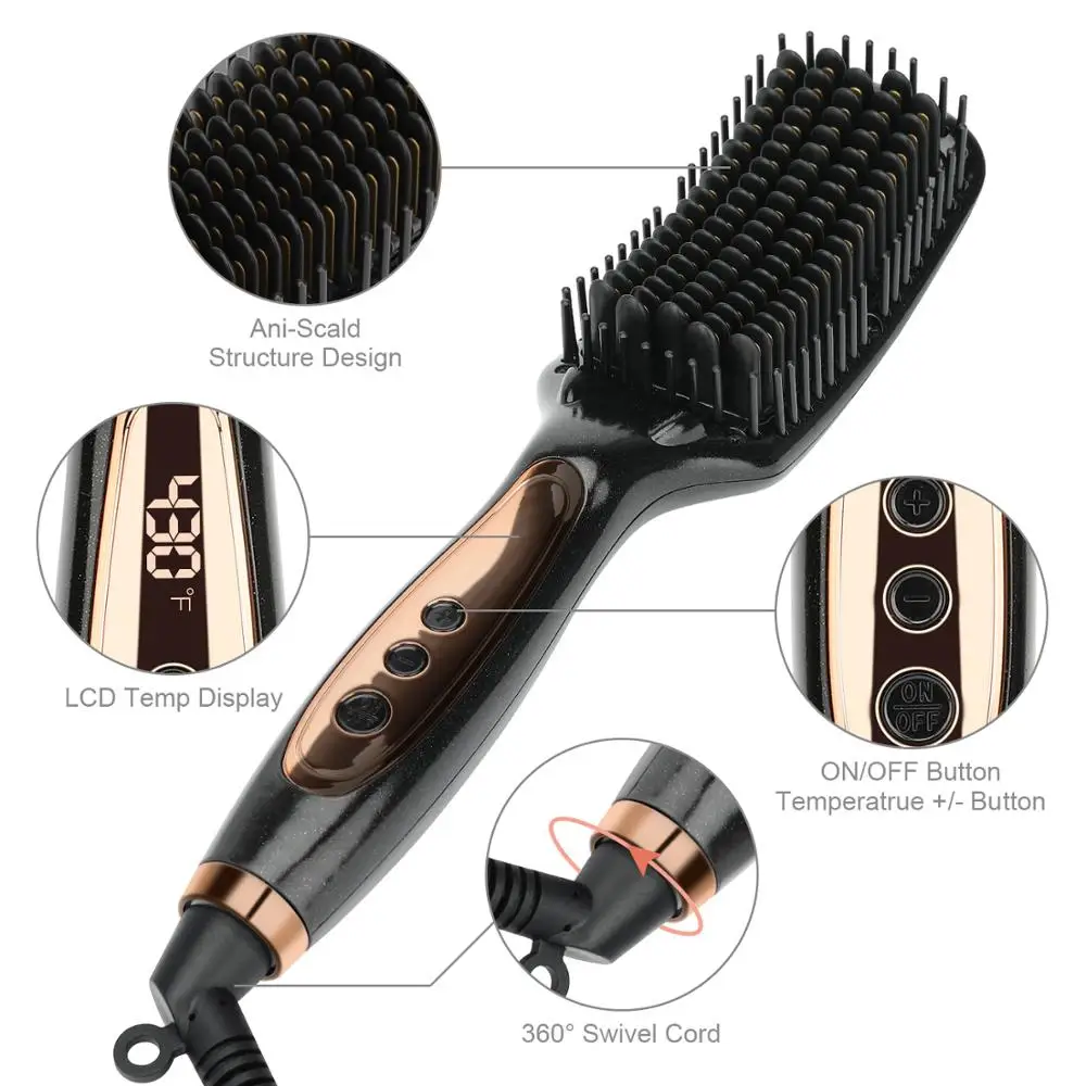 FMK выпрямитель для волос расческа инфракрасная плоская железная щетка
