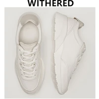 withered casual vulcanized shoes women england style color matching cowhide genuine leather shoes sneakers women shoes woman
