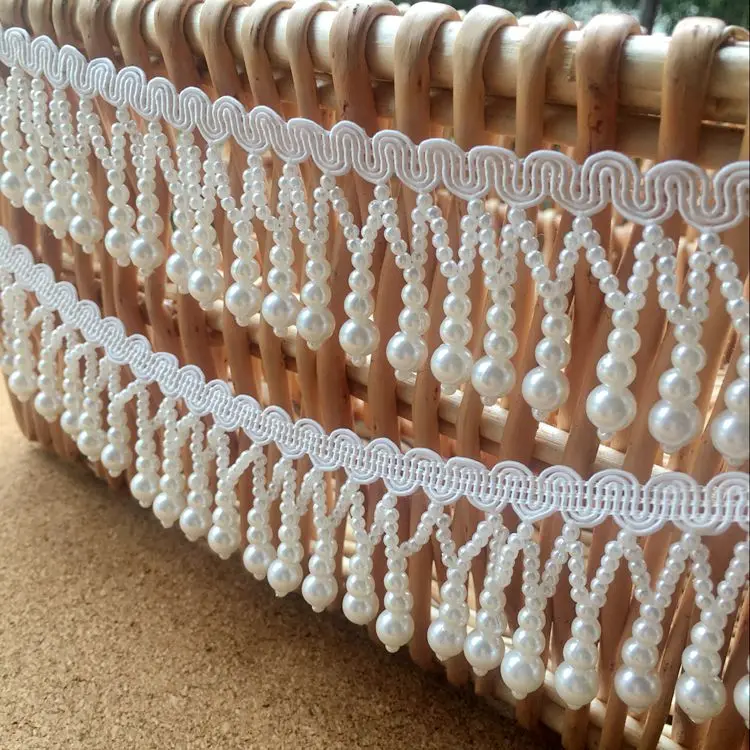 Кружевная отделка из бисера черно-белая жемчужная подвесная кружевная юбка с