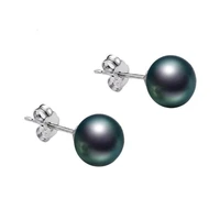 favorite pearl earrings natural white black round freshwater pearls s925 silver stud earrings classic women gift fine jewelry