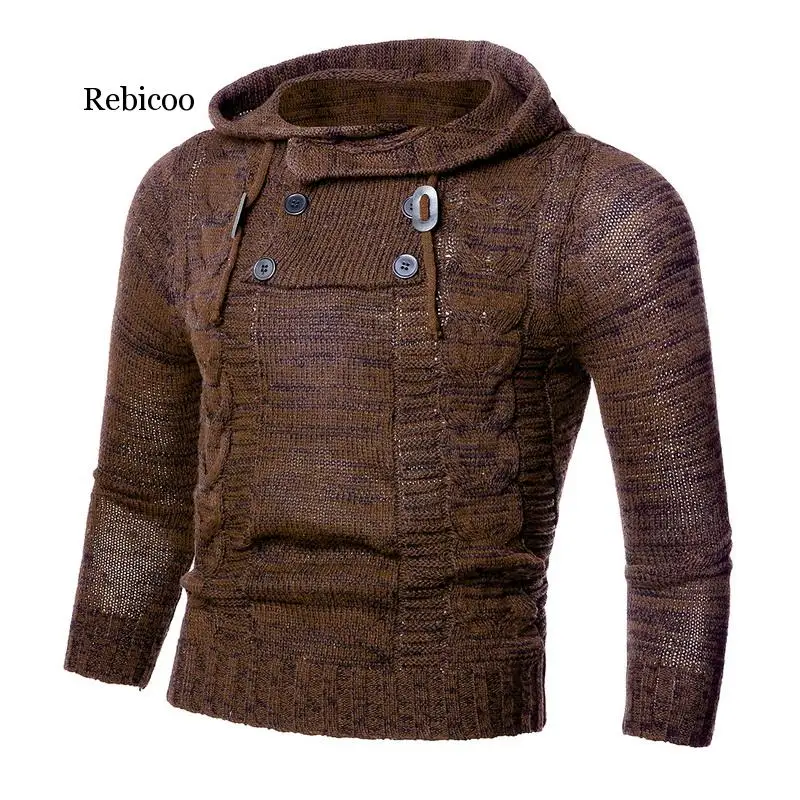 

Autumn Winter Men's Hooded Sweaters Male Sweaters Cotton Jumper Man Fashion Casual Gray Wine Slim Mens Sweaters Hombre