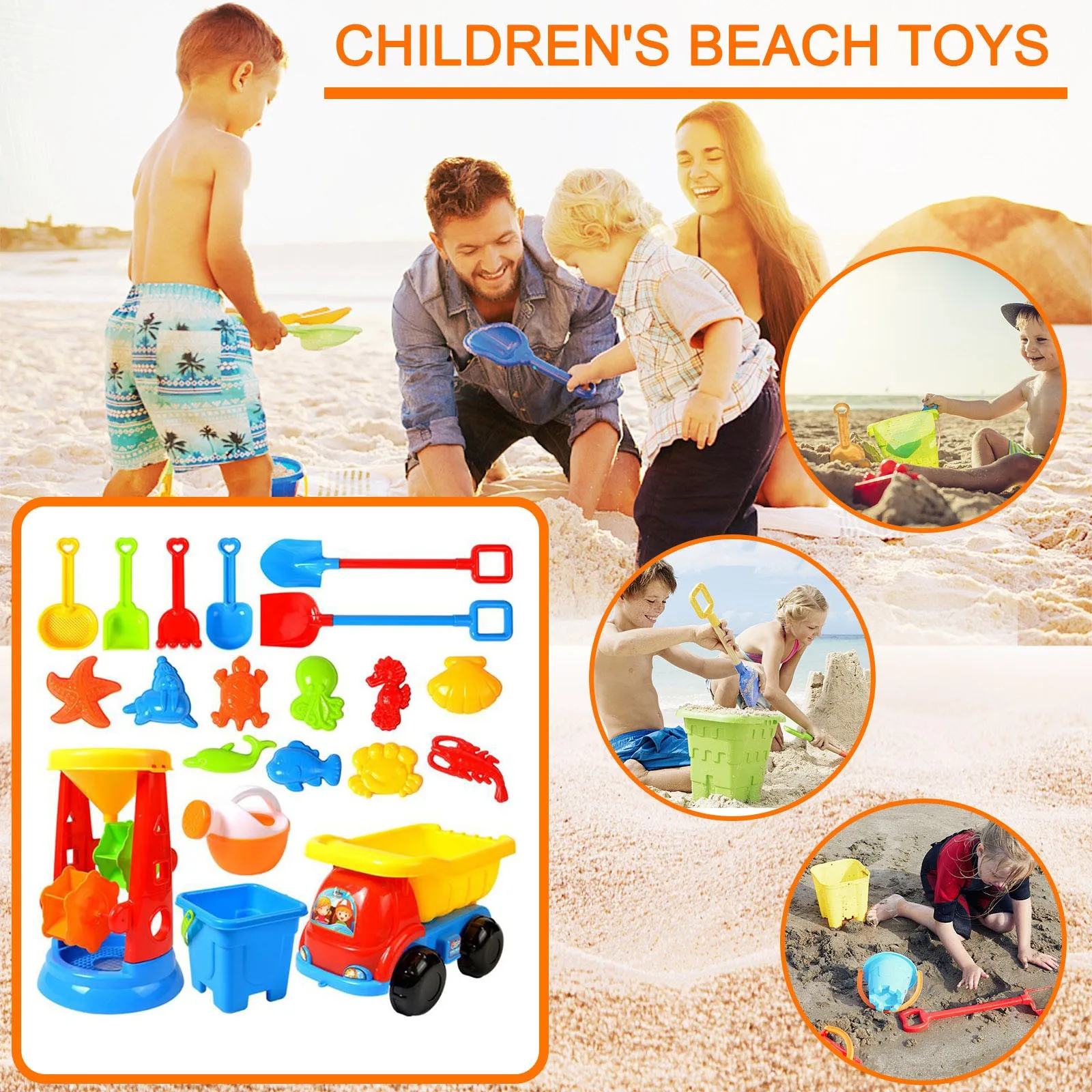 

20 Piece Beach Toys Sand Bucket Set Children Sand Play Cart Sandpit Toy Summer Outdoor Toy Sand Table For Kids juguetes playa L*