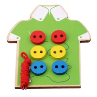 kids montessori educational toys children beads lacing board wooden toys toddler sew on buttons early education teaching aids