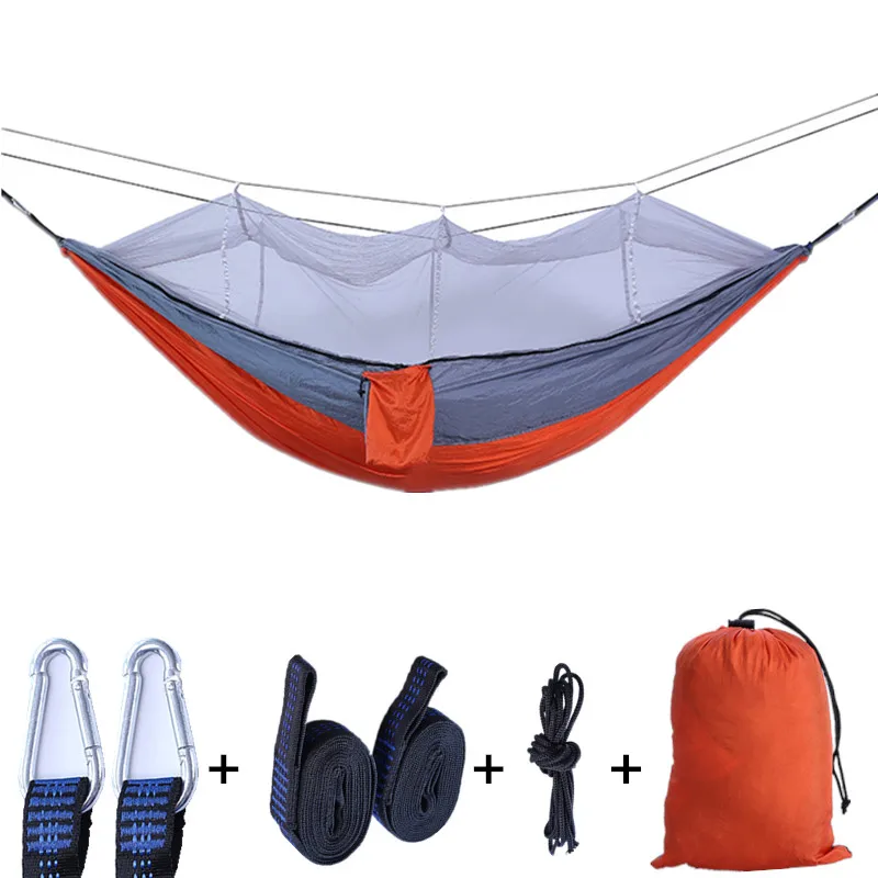 

1-2 Person Portable Hanging Bed Outdoor Camping Hammock with Mosquito Net Hunting Sleeping Swing Strong Load Bearing