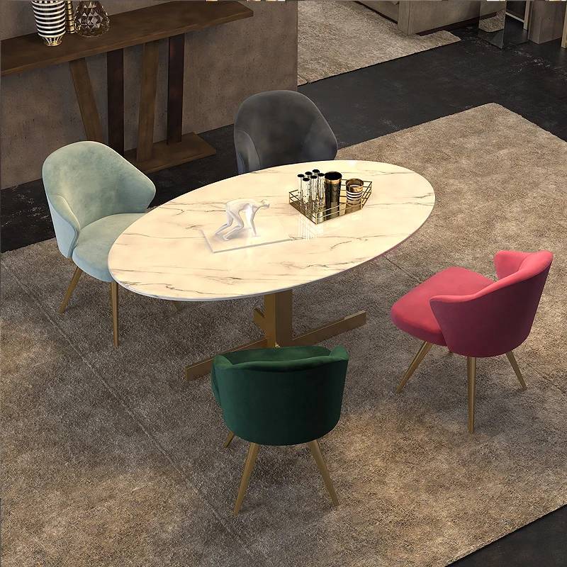 Легкий роскошный постсовременный обеденный стул скандинавский бархатный