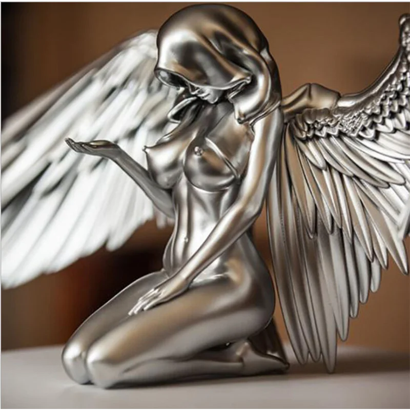 

Resin Silver Angel Wings Resin Crafts Desktop Ornaments Garden Ornaments Decor Angel Cabochon Figurines And Miniatures