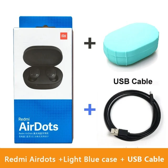 Add Cable Green Case Горячие Xiaomi Redmi AirDots беспроводные наушники bluetooth управление языком Автоматическое Сопряжение мини смарт-гарнитуры - Цвет: Add Cable Green Case