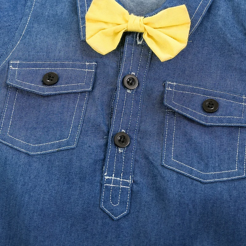 Джинсовый комбинезон для новорожденных мальчиков 0-24 мес. с коротким рукавом и