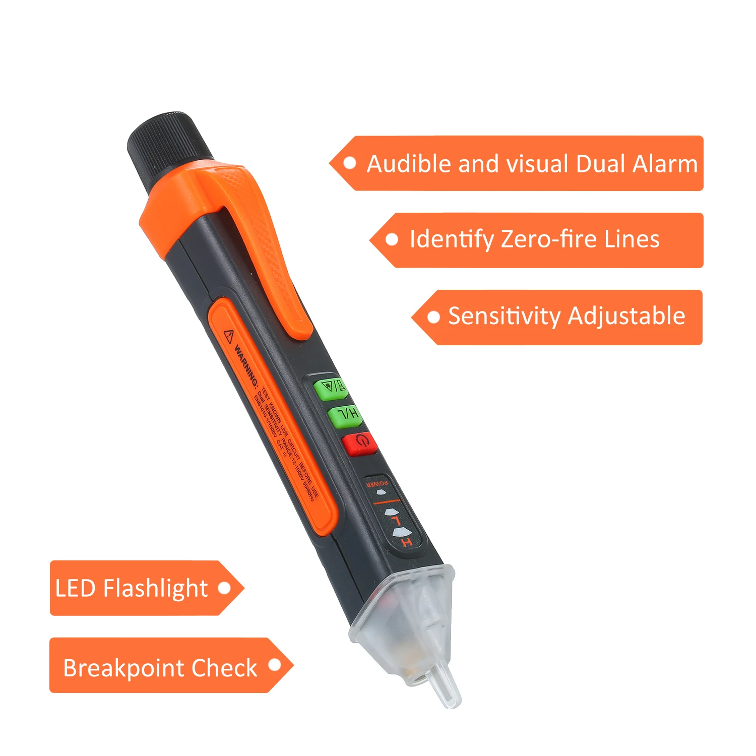 

12V~1000V/ 48V~1000V AC Voltage Detectors Non-Contact Tester Pen With Sound and Light Alarm and LED Flashlight and Laser Pen