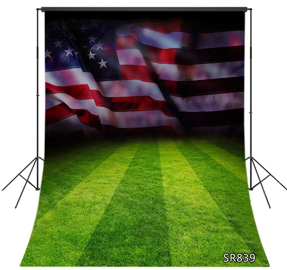 Фотофон с американским флагом зеленой травой для детей и взрослых|Фон