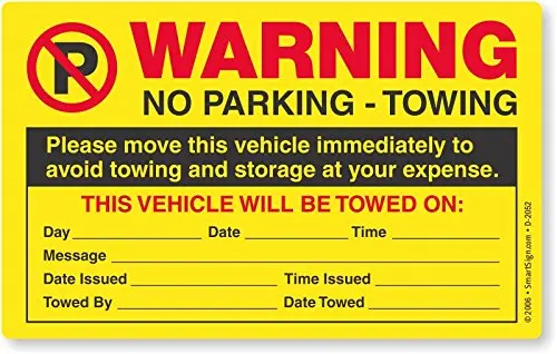 

You are Illegally Parked Parking Violation Stickers Hard to Remove 5 x 8 Inch Tow Warnings Labels for Car Vehicle For Reserved a