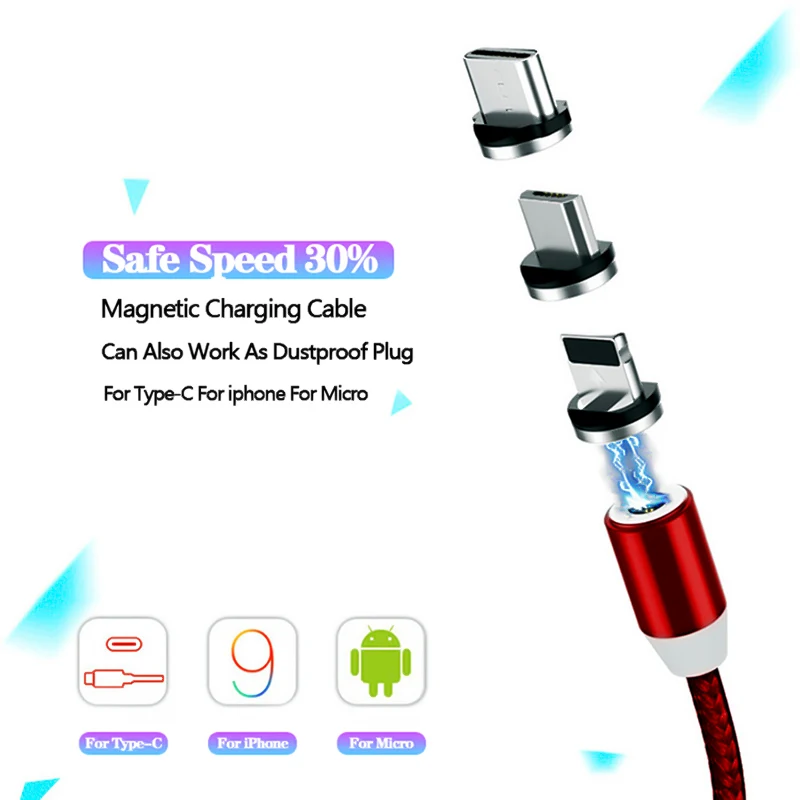 Круглый Магнитный кабель штекер 8 Pin Type C Micro USB штекеры для быстрой зарядки
