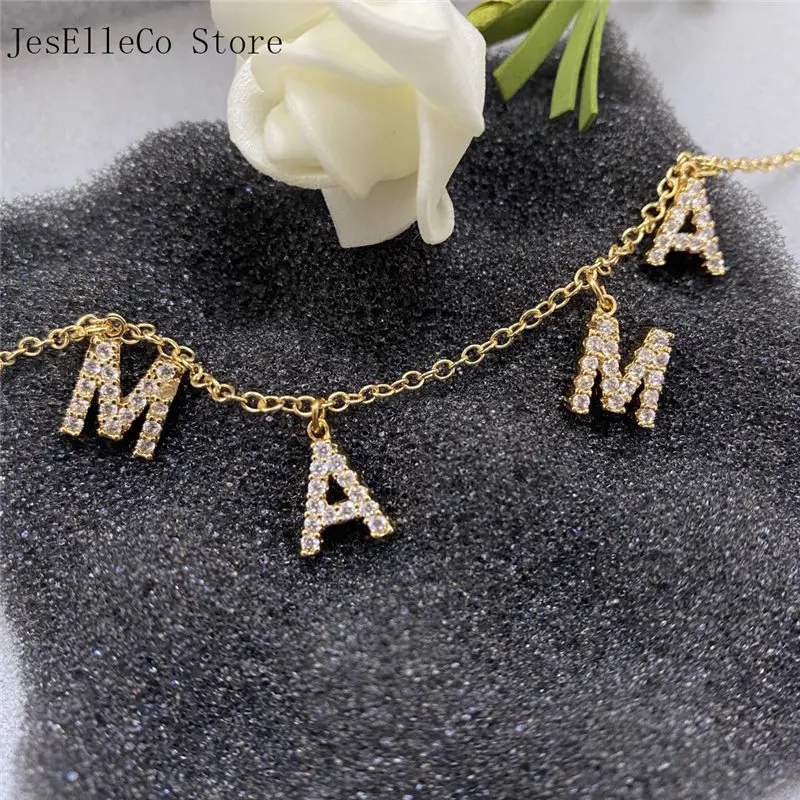 

Customized Necklaces MAMA Custom Name Necklace Pendant Letter Necklace Personalize Zircon Letter Necklace For Women Jewelry Gift