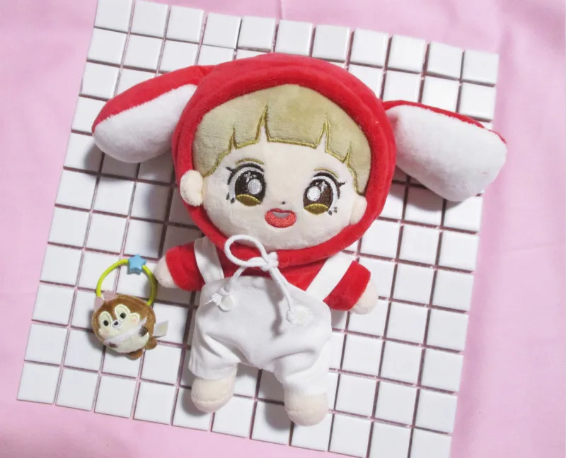 

[MYKPOP]KPOP Doll's Clothes and Accessories: Bunny Hooded Sweatshirt + overalls 2pcs Set for 20cm &15cm dolls SA19102904