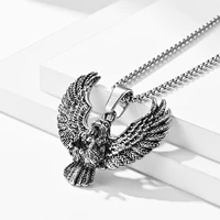 2021 hot sale domineering mighty animal bird eagle predator pendant necklaces for men titanium steel vintage long neck jewelry