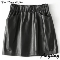 2021 women new genuine real sheep leather skirt h50