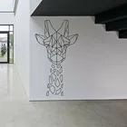 Большие виниловые настенные наклейки с жирафом для девочек-подростков, Геометрические линии, наклейки на стену в виде животных, художественные росписи для гостиной и спальни, C957