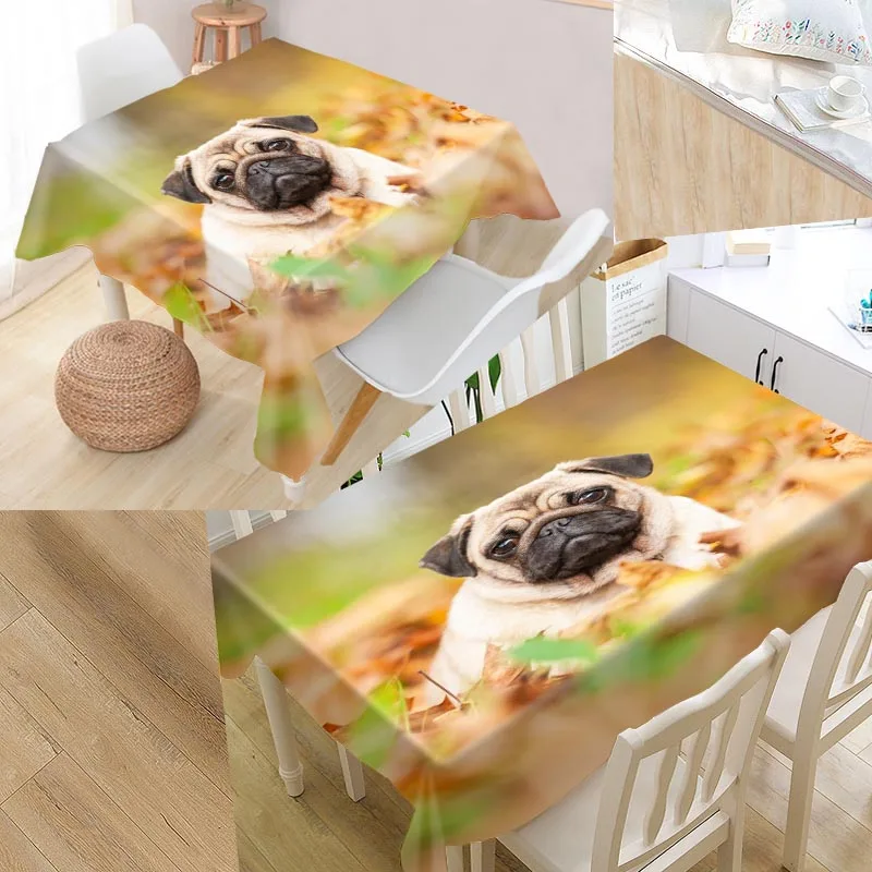 

Pug Dog Animals Custom Table Cloth Oxford Fabric Rectangular Waterproof Oilproof Table Cover Family Party Tablecloth