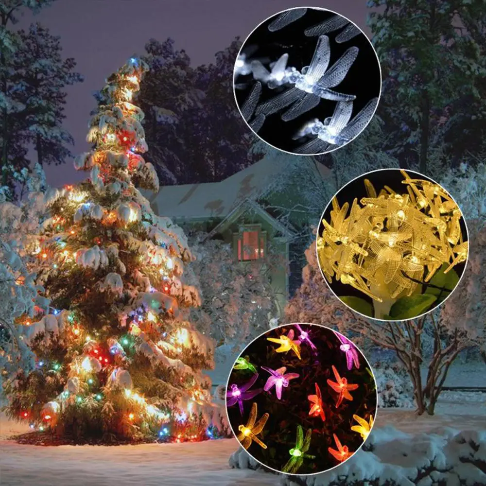 

LED Solar Powered Dragonfly Light String Christmas Party Decoration Supplies