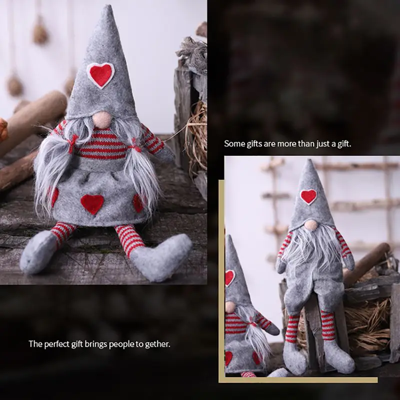 Knitted Sitting Tomte Christmas Gnome Doll Decorations Tabletop Santa Figurines Ornaments Holiday Present Produtos De Natal