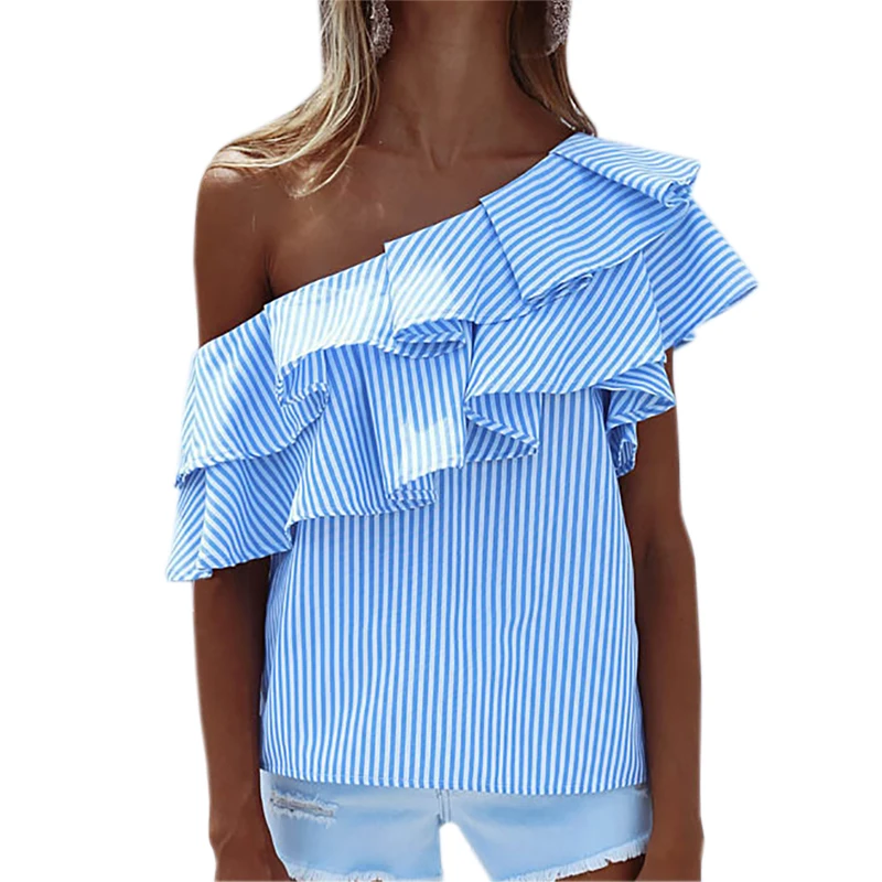 

2021 New Ruffles Off Shoulder Kawaii Boho Summer Blouses Women Shirts Casual Sexy Short Sleeve Tops Female Plus Size Bluas G2496