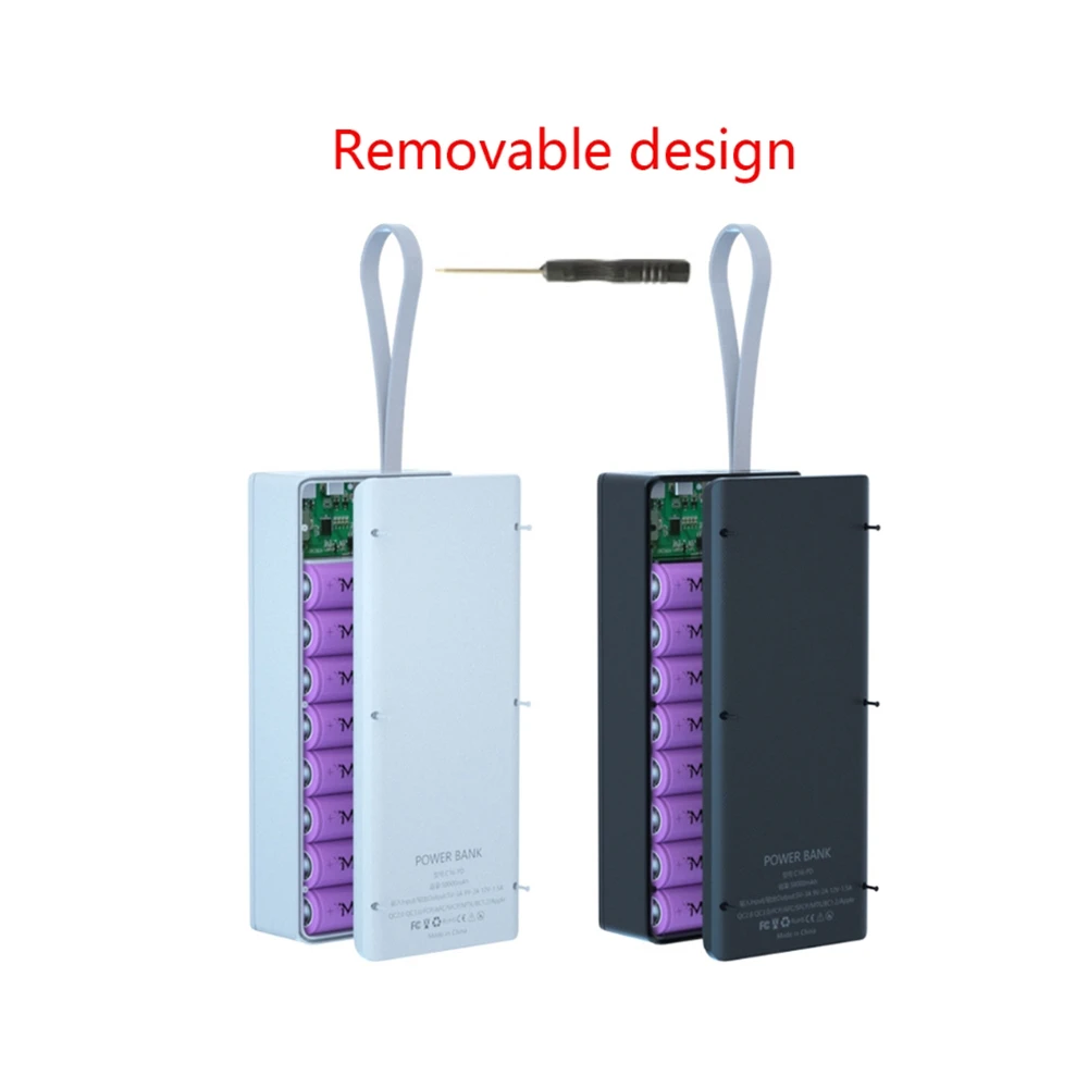 

Detachable LCD Display DIY 16x18650 Battery Case Power Bank Shell External Box without Battery 5W Wireless Charging Box