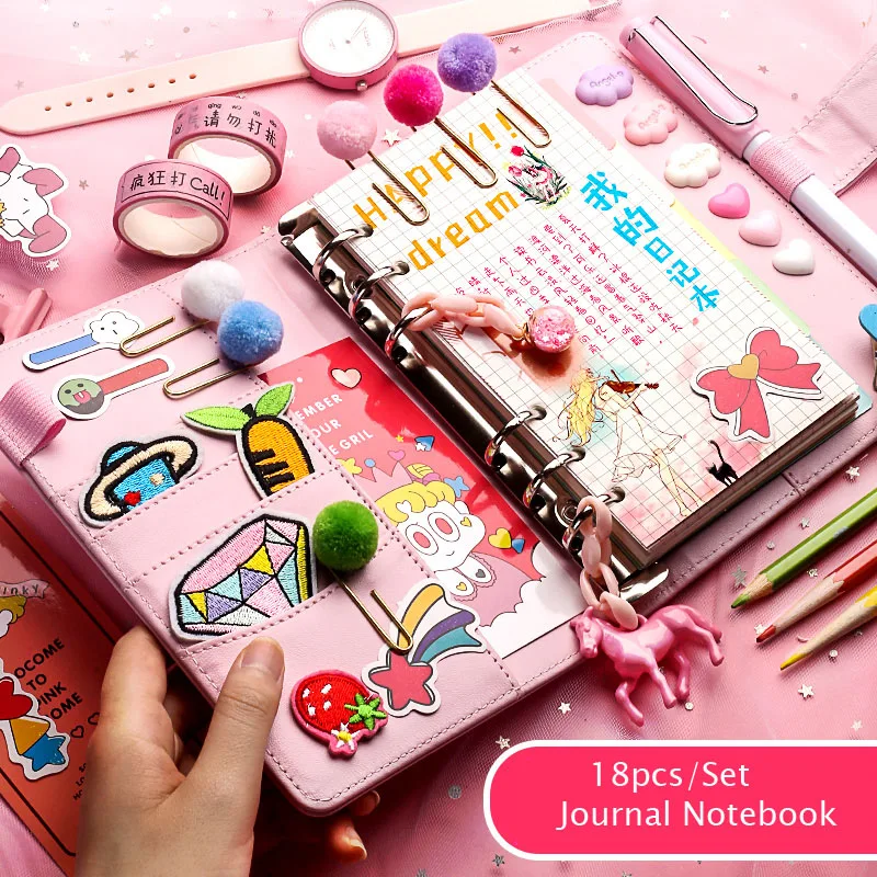 

SKYSONIC A6 PU Leather Loose Leaf Diary Planner Set Spiral Notebook Binder Journal Agenda Bullet Kids Girls Birthday Gift