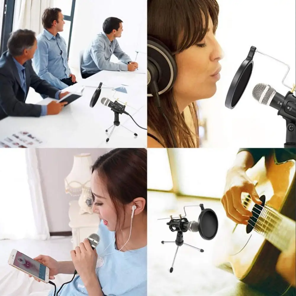 Профессиональный конденсаторный живой микрофон для компьютера ПК + подставка