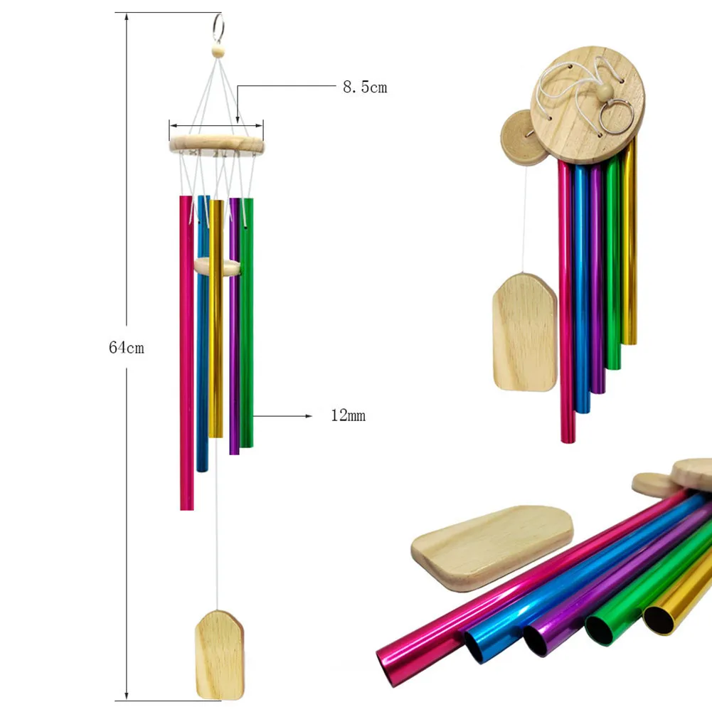 

Colourful Wind Chime Indoor Outdoors With 5 Aluminum Tubes Wind Chime For Home Garden Wall Hanging Decor