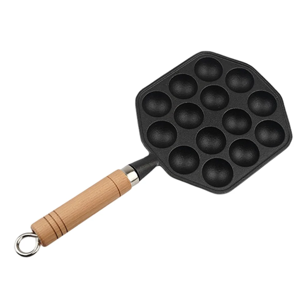 

Non-stick Frying Pan 14 Holes Cooking Pots Steak Pancake Egg Saucepan Thick Bottom Pots Wooden Handle Pan For Kitchen Utensils