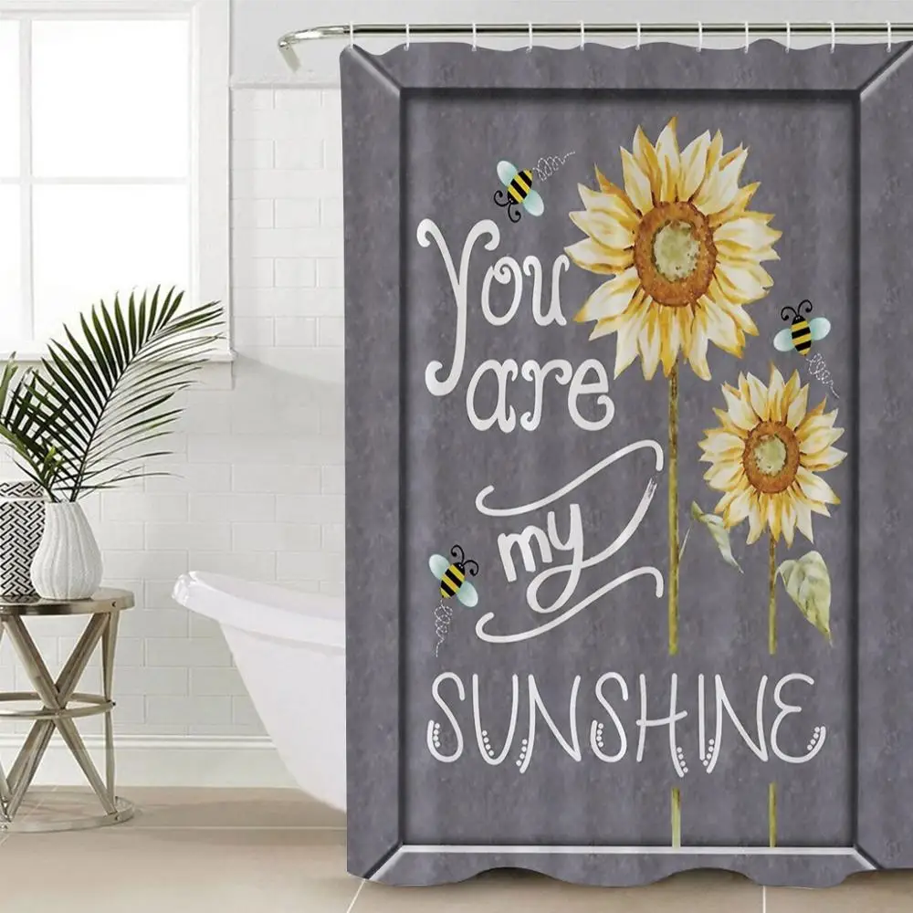 You are My Sunshine занавеска для душа пчелы подсолнухи винтажное изображение Ткань