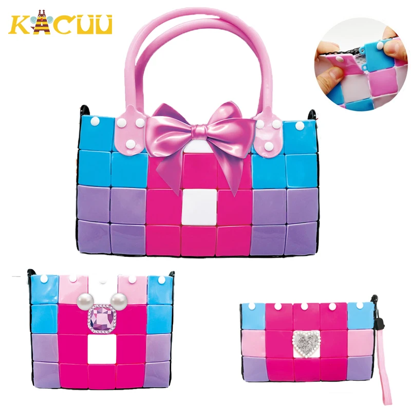 

Детский мягкий конструктор для девочек ручной работы, сумка для самостоятельной сборки, модели сумок, Образовательное строительство игруш...