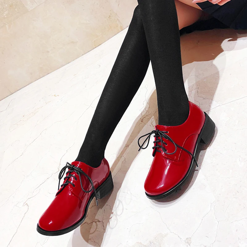 Lloprost ke/Весенняя женская обувь из лакированной искусственной кожи на массивном