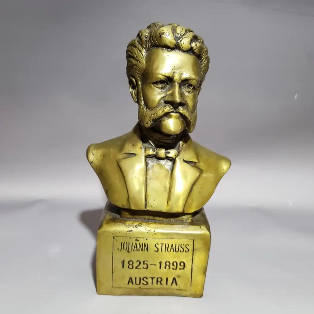 

Изысканная Статуя музыканта Джона страусса из чистой меди, украшение для дома