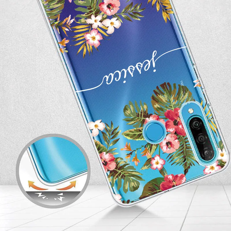 

Custom Personalized your Initial Name Flower Rose Phone Cover For Huawei Honor Mate 10 20 Nova P20 P30 P40 P Smart Soft Case