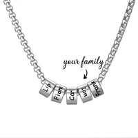 stainless steel jewelry custom female collar necklace for women and men engravd beads carved name date send family mother gift