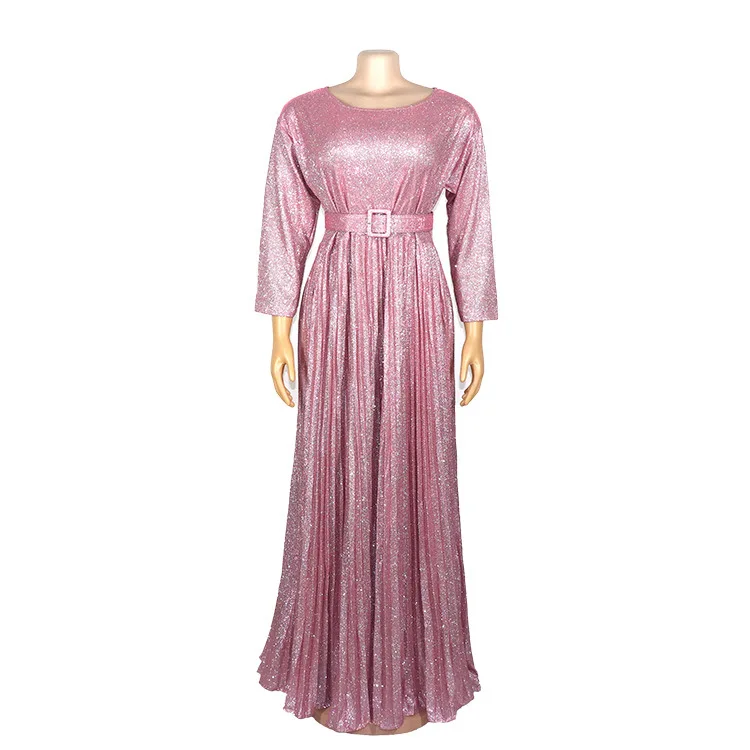 Robe De Soiree, вечернее платье с блестками, Волшебная нить, горячее тиснение, о-образный вырез, плиссированные вечерние платья, торжественное платье для женщин, элегантное