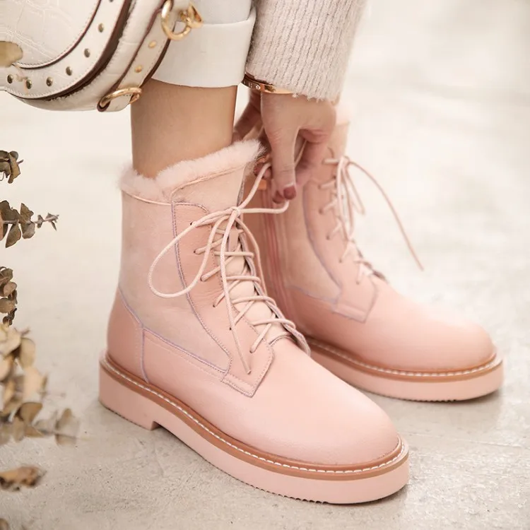 MLJUESE/; женские ботильоны из коровьей кожи на шнуровке; зимние плюшевые женские зимние ботинки с круглым носком; обувь для вечеринки; Свадебная обувь; размер 40